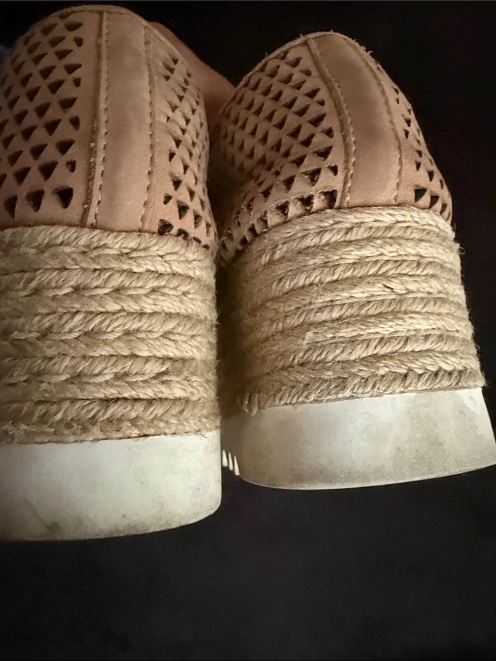 Steve Madden Nude Perforated Espadrille Platform Slip-On Sneakers
